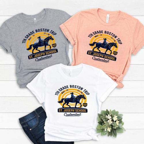 7th Grade Boston Trip St. Joseph School Shirt Custom – Vintage Horse Rider Field Trip Tee