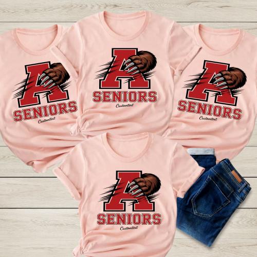 A Seniors Claw Scratch Custom Text Teacher Staff Shirt - Retro Vintage Fun