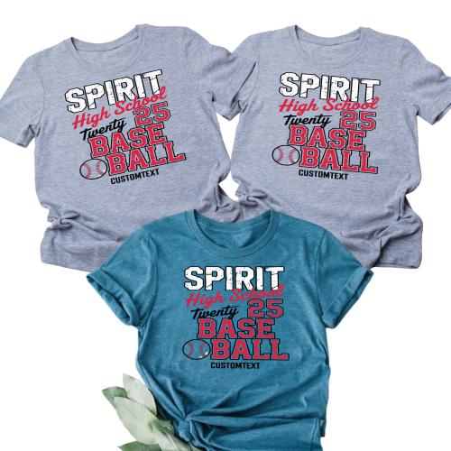 BASEBALL School Sport Tee – Classic Split Varsity Lettering Shirt