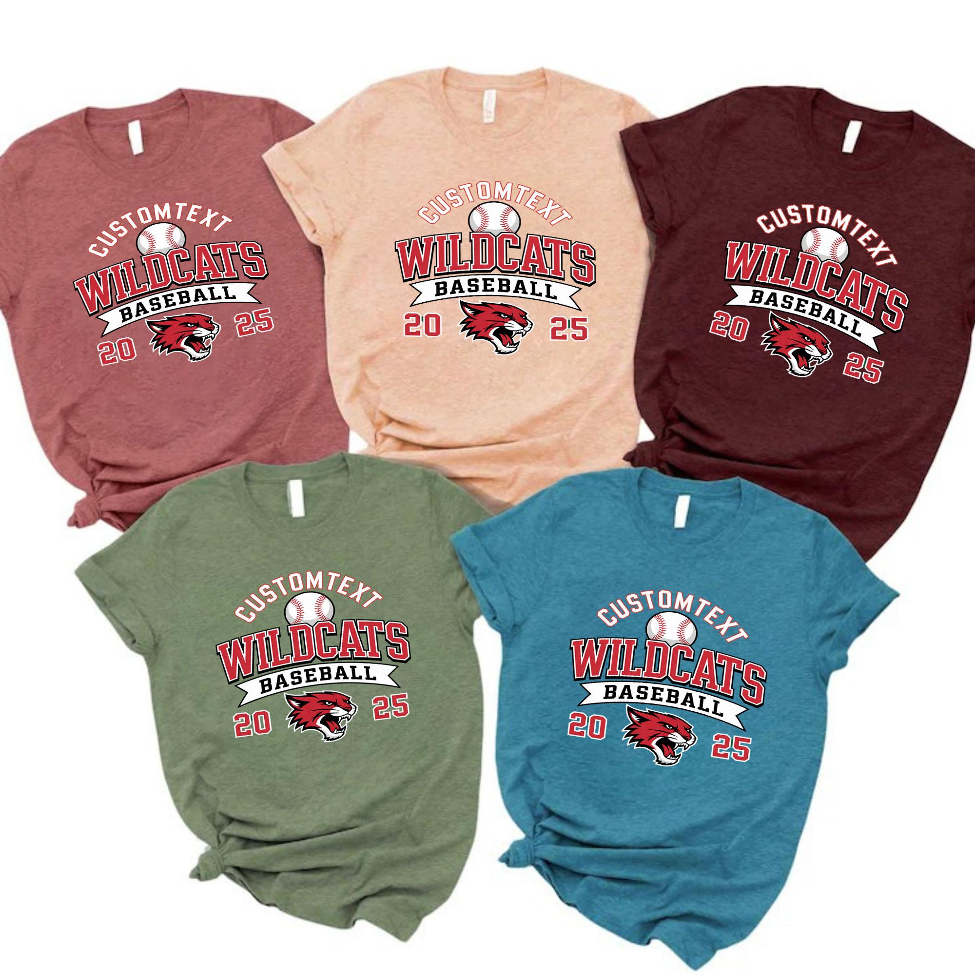 Baseball – “WILDCATS” Sport Team Shirt – Custom Varsity Mascot Tee 2025 baseball wildcats sport team shirt custom varsity mascot tee 2025 style 2 thumb 247