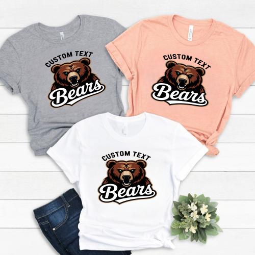 Bears Mascot Team Shirt – Custom Varsity Spirit Logo Tee for School Pride