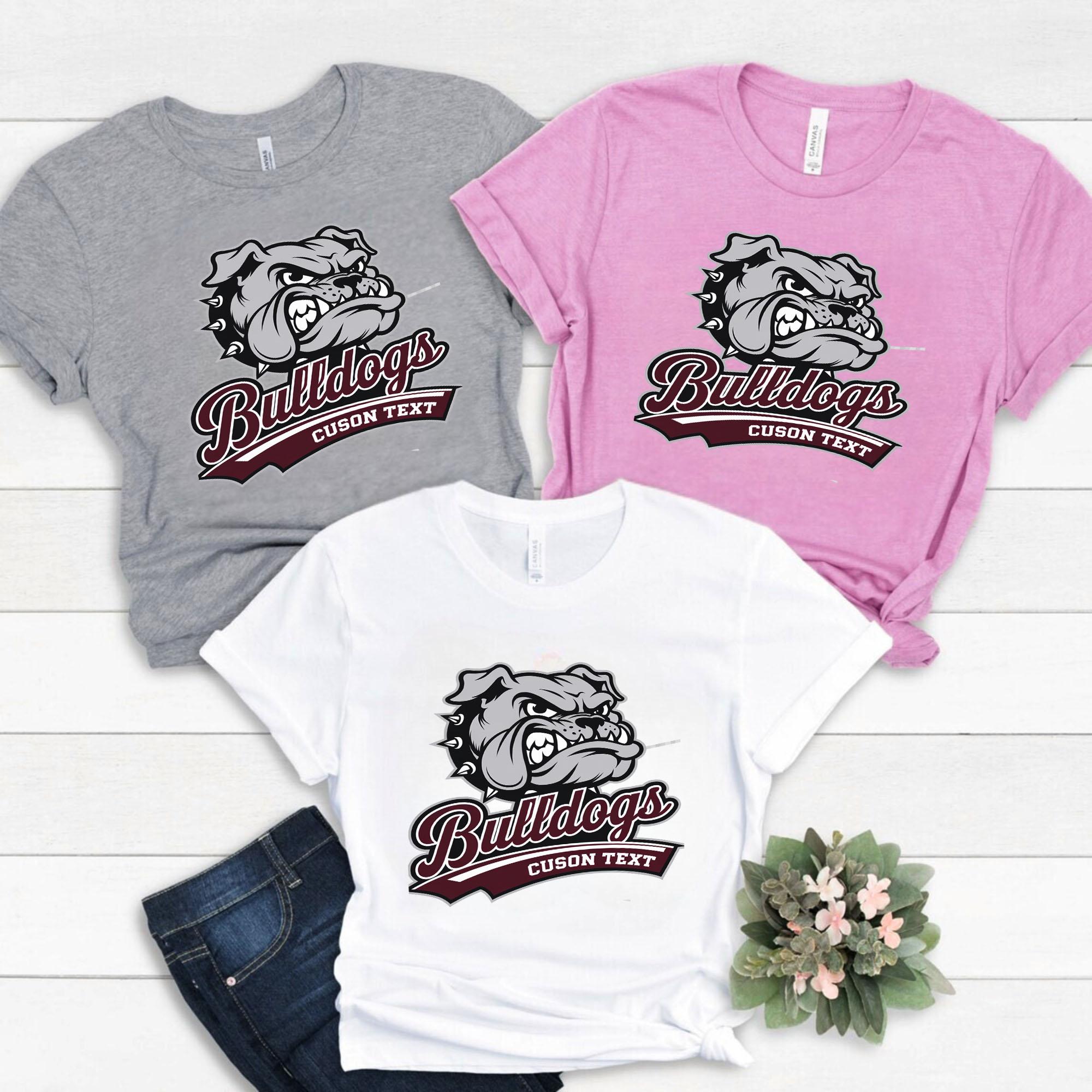 Bulldogs Custom Text School Pride T-Shirt Custom, Retro Mascot Team Style bulldogs custom text school pride t shirt custom retro mascot team style style 2 thumb 555