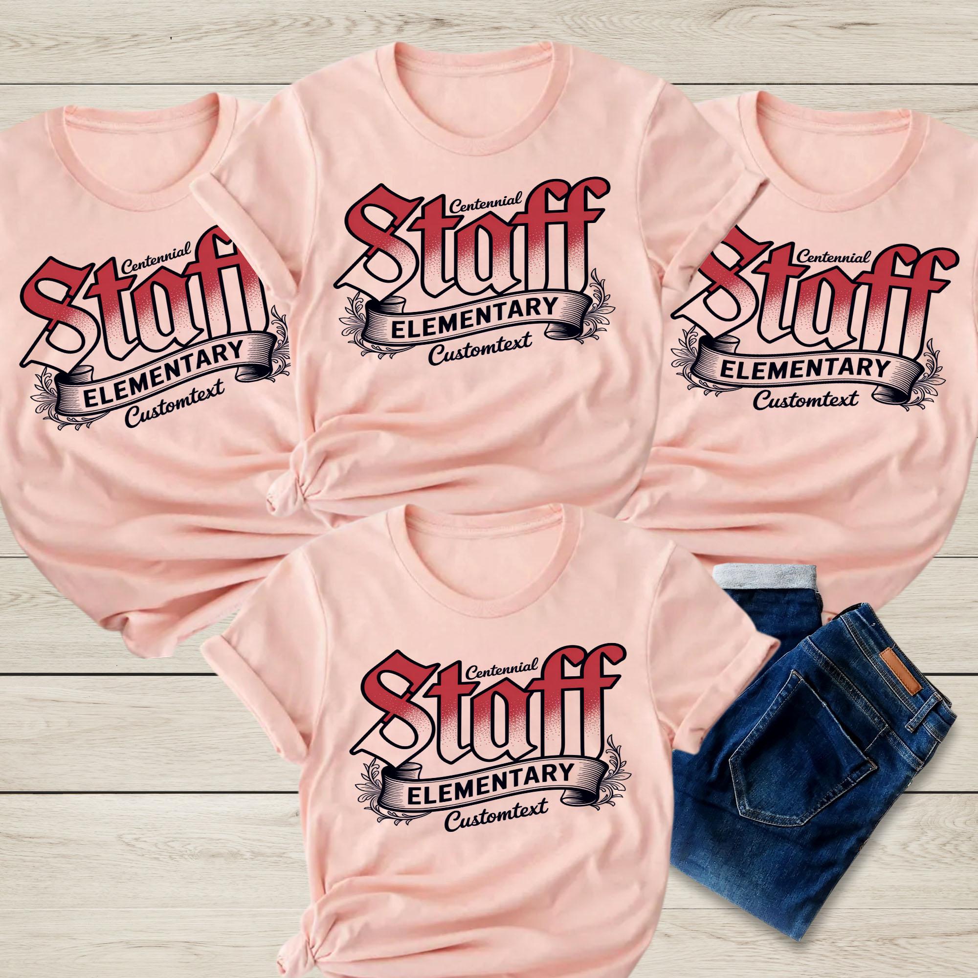 Centennial Elementary Staff Shirt Custom Text Retro Vintage Teacher Staff Tee centennial elementary staff shirt custom text retro vintage teacher staff tee style 1 thumb 822