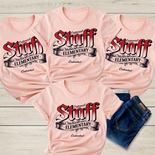 Centennial Staff Elementary Custom Text Staff Shirt - Retro Vintage Fun Teacher Staff Shirt