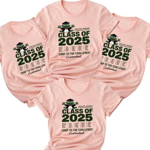 Class of 2025 Frog Mascot – Jump to the Challenge Graduation Strip Shirt Custom