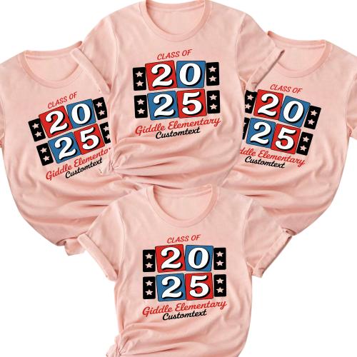 Class of 2025 Giddle Elementary Stars Blocks – Retro Graduation Strip Shirt Custom