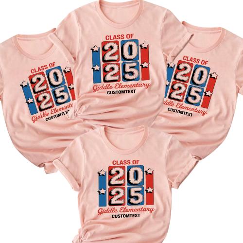 Class Of 2025 Giddle Elementary Trip Shirt – Stars Blocks Retro Graduation Tee