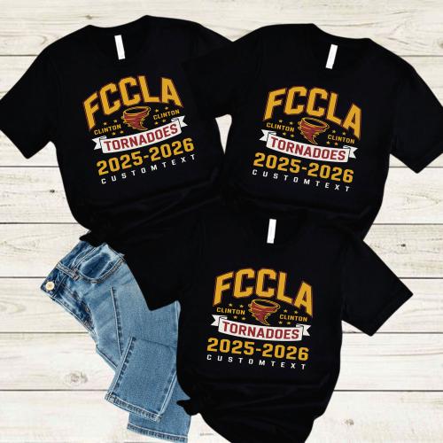 Clinton FCCLA Shirt 2025-2026 – Tornadoes Custom Club Tee, Bold Retro High School Vibe