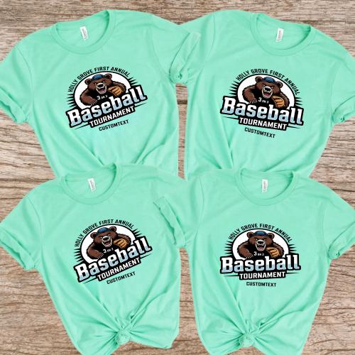 Club Sport Team Holly Grove Baseball Tee – Bear Vintage 3-On-3 Tournament Shirt