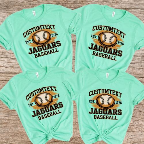 Club Sport Team Jaguars Baseball Tee – Retro Varsity Tournament Style Shirt