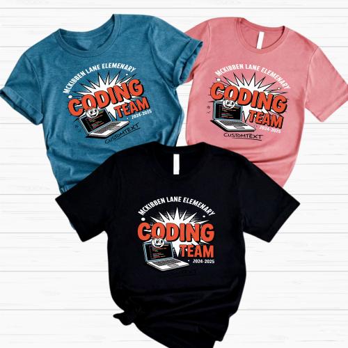 Coding Team Shirt – Fun Comic-Style Custom Coding Club Tee 2024–2025