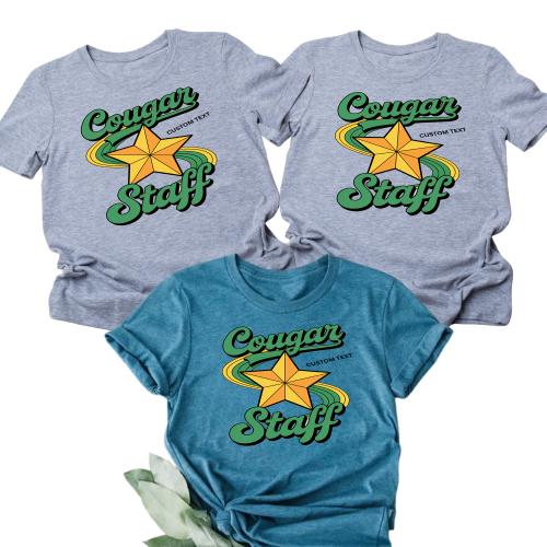 Cougar Staff Custom Text Vintage Retro Photography Custom Teacher Staff Shirt
