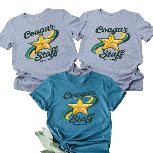 Cougar Staff Shirt Vintage Retro Style Custom Text Teacher Photography Tee