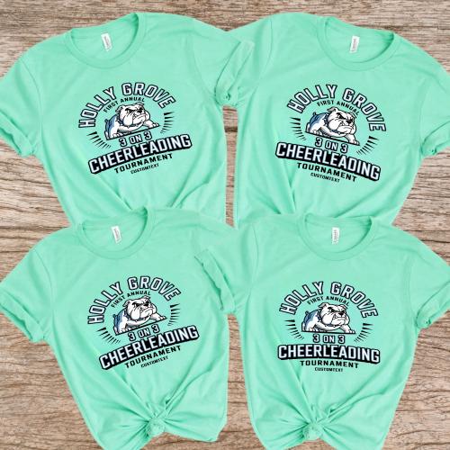 Custom Bulldog Cheerleading Club Sport Team T-shirt – Holly Grove 3v3 Team Spirit Tee