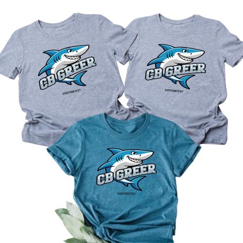 Custom CB Greer Staff Shirt Shark Mascot Theme Fun Teacher Staff Tee