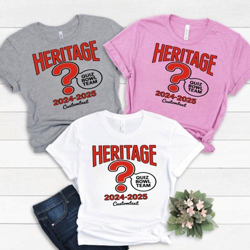 Custom Heritage Quiz Bowl Tee – 2024–2025 Retro Academic Club Shirt with Question Mark