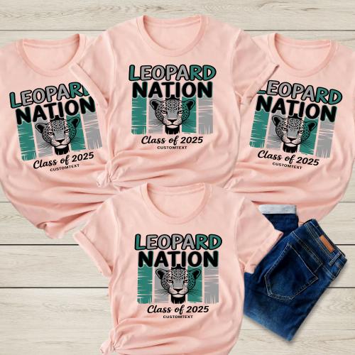 Custom Leopard Nation Class Of 2025 Shirt Vintage Animal Photography Teacher Staff Tee