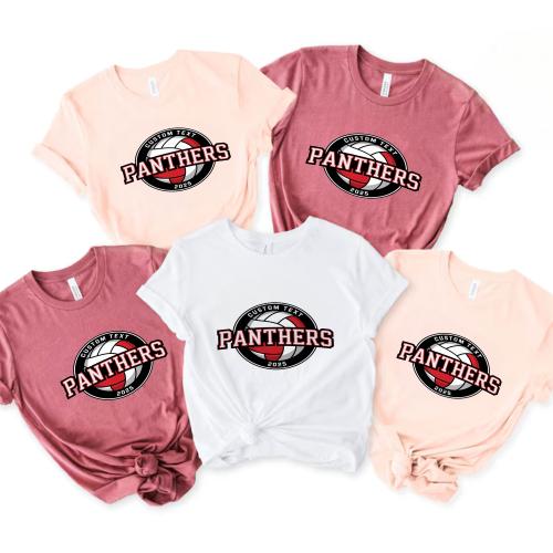 Custom Panthers Volleyball Club Sport Team T-shirt – 2025 Varsity Circle Spirit Tee