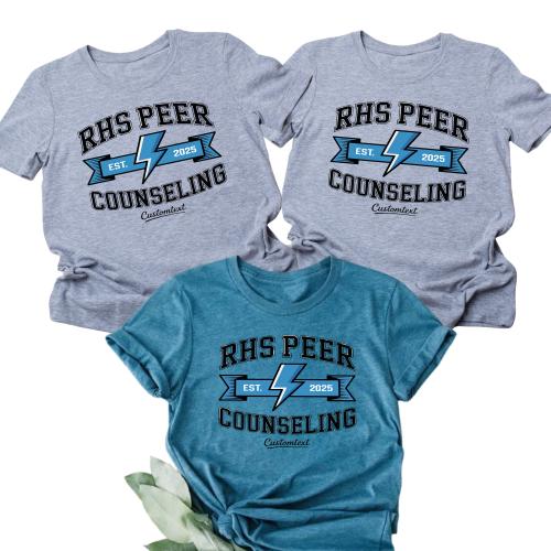 Custom RHS Peer Counseling Shirt Est. 2025 Student Club Lightning Teacher Tee