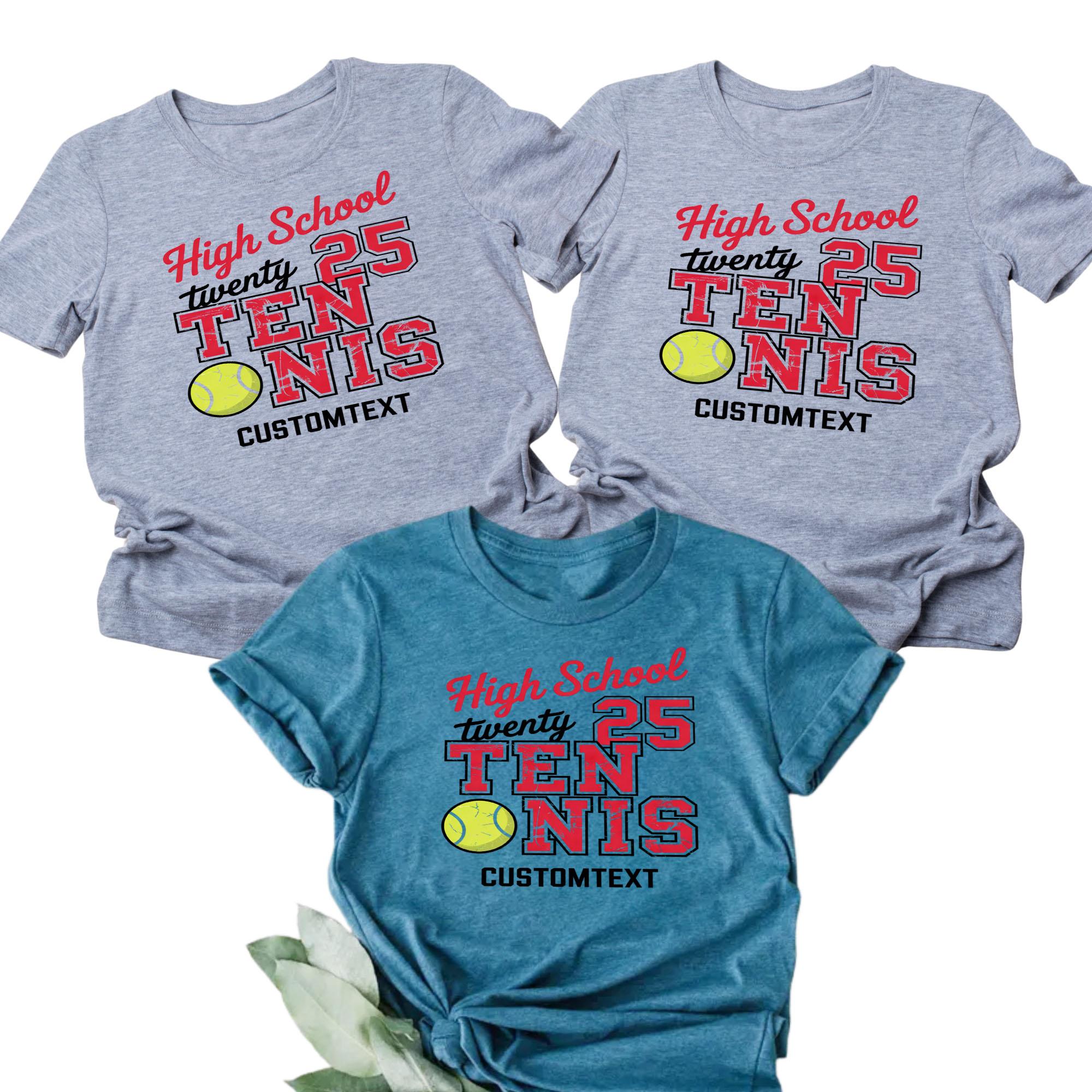 Custom TENNIS School Sport Tee Split Varsity Text Design School Spirit Club Sport Team T-shirt custom tennis school sport tee split varsity text design school spirit club sport team t shirt style 3 thumb 233