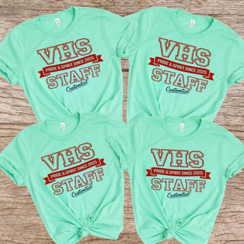Custom VHS Staff Shirt Pride & Spirit Since 2025 Retro Teacher School Tee