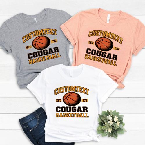 customtext cougar basketball club sport team t shirt retro est 1976 varsity tee style 2 thumb 264