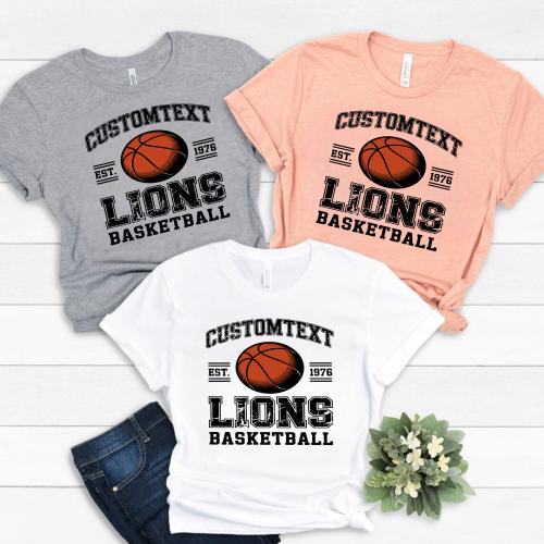 CustomText Est. 1976 Lions Basketball Vintage Custom Club Sport Team T-Shirt
