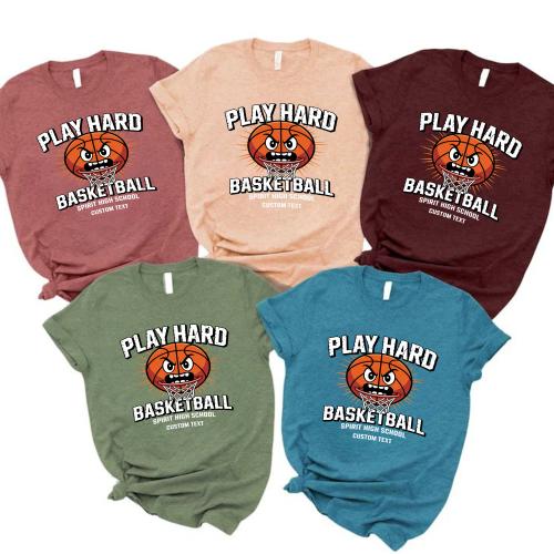 Distressed Varsity Basketball Club Sport Team T-shirt – Spirit High Play Hard Edition