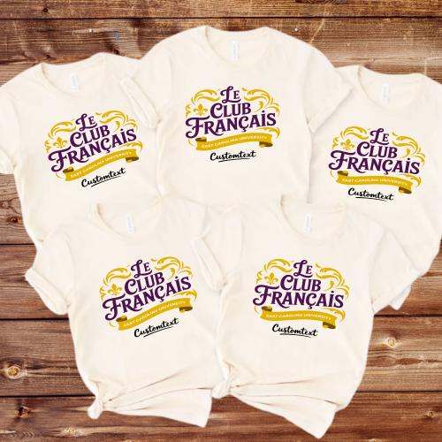 East Carolina University French Club Shirt – Le Club Français Royal Purple Gold Style Tee