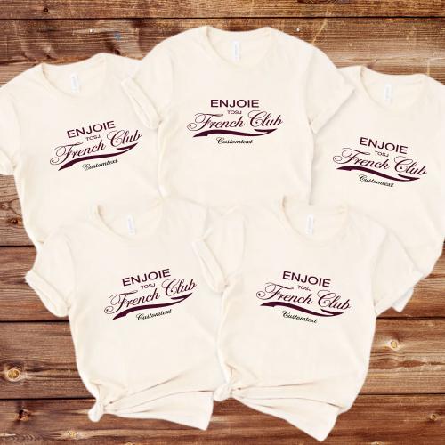 Enjoie Tosj French Club Shirt - Elegant Custom French Club Tee, Minimal Script Aesthetic Style