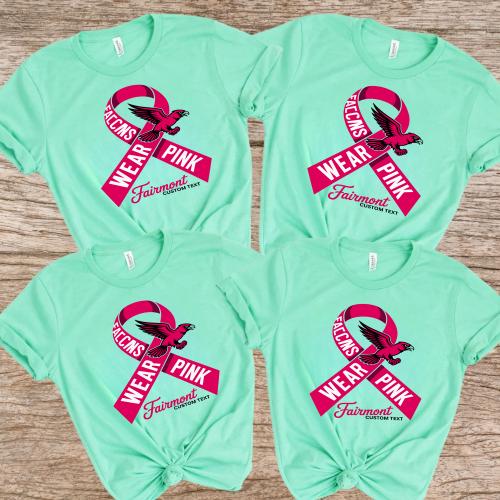 Falcons Pink Ribbon Shirt Vintage Fairmont Style Custom Teacher Staff Tee