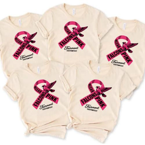 Falcons Pink Ribbon Vintage Custom Text Teacher Staff Shirt – Fairmont Style