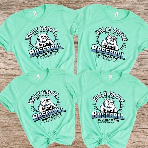 First Annual 3-On-3 Baseball Tournament Bulldog Retro Custom Sport Team