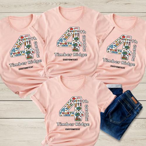 fourth grade class shirt cute illustrated number 4 custom tee style 1 thumb 39