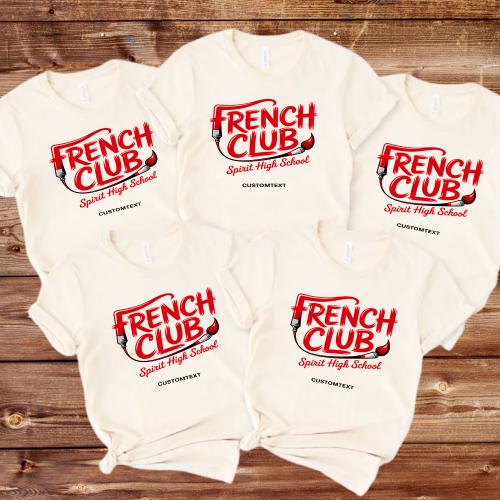 French Club Spirit High School Shirt – Retro Paint Brush Design, Custom French Club Shirt