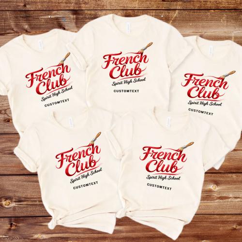 French Club Spirit High School Shirt – Retro Paint Brush Design Custom Tee