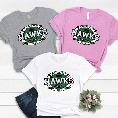 Hawks Hockey Varsity Circle Team Shirt – Custom 2025 Tee