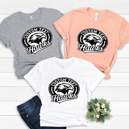 Hawks Mascot Shirt – Grunge Retro Varsity Tee