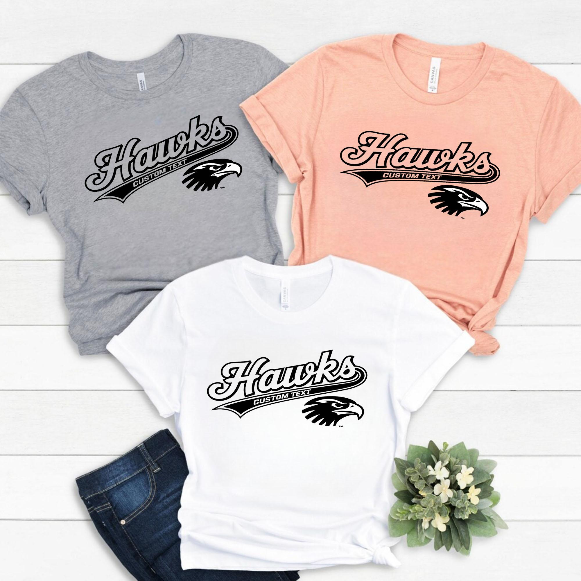 Hawks School Mascot Team Shirt – Old School Varsity Pride Spirit Tee hawks school mascot team shirt old school varsity pride spirit tee style 3 thumb 353