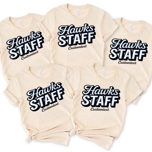 Hawks Staff Shirt Vintage Retro Style Custom Text Photography Teacher Staff Tee