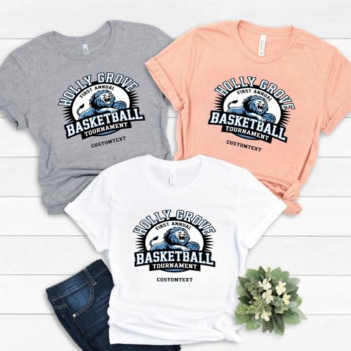 Holly Grove Basketball Club Sport Team T-shirt – Retro Lion Tournament Custom Tee