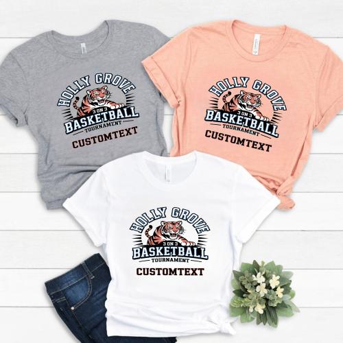 Holly Grove Basketball Club Sport Team T-shirt – Tiger 3v3 Tournament Fun Design