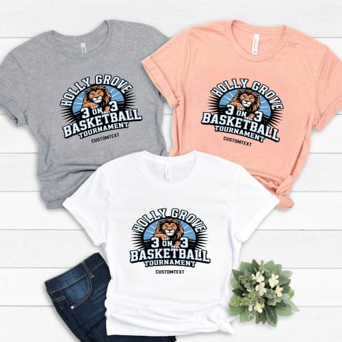 Holly Grove Basketball Tournament Lion Retro Custom Club Sport Team T-Shirt