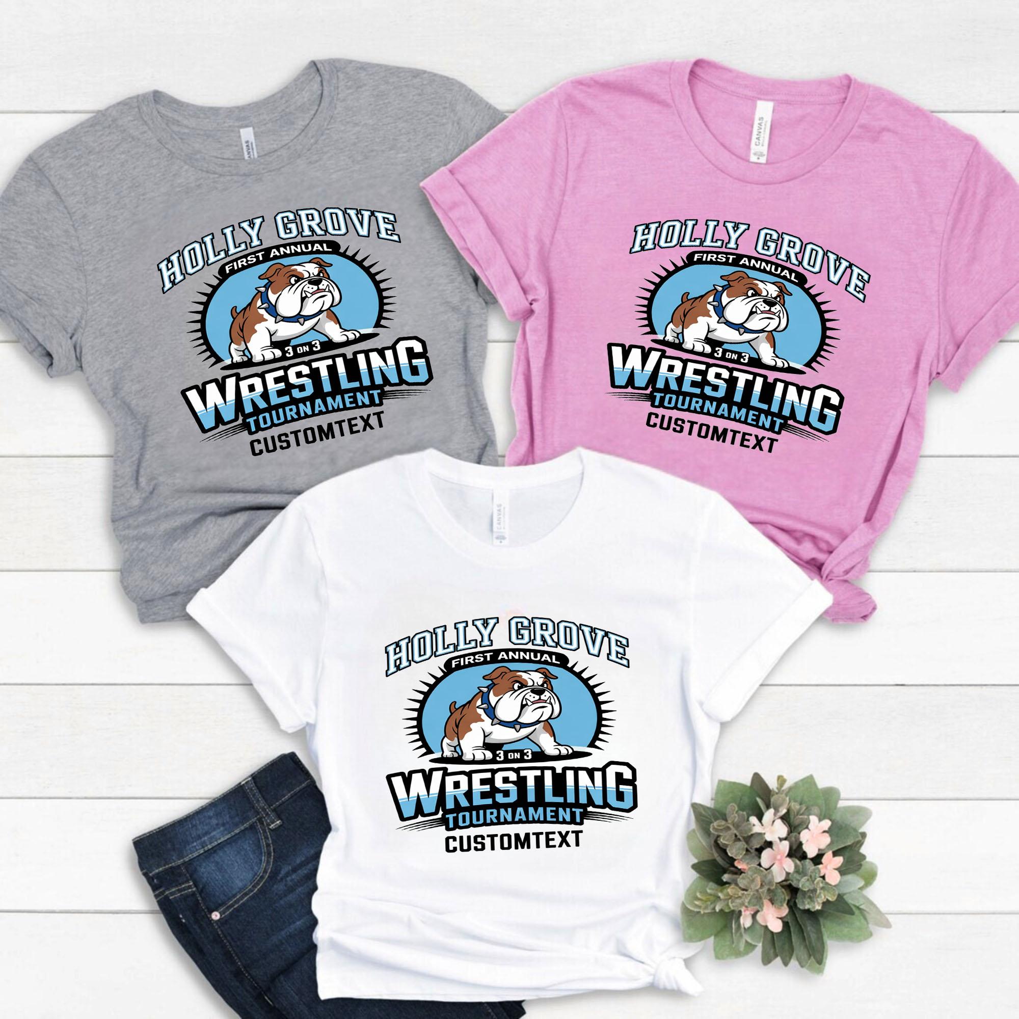 Holly Grove Bulldog 3v3 Wrestling Tournament Tee – Custom Club Sport Shirt holly grove bulldog 3v3 wrestling tournament tee custom club sport shirt style 2 thumb 436