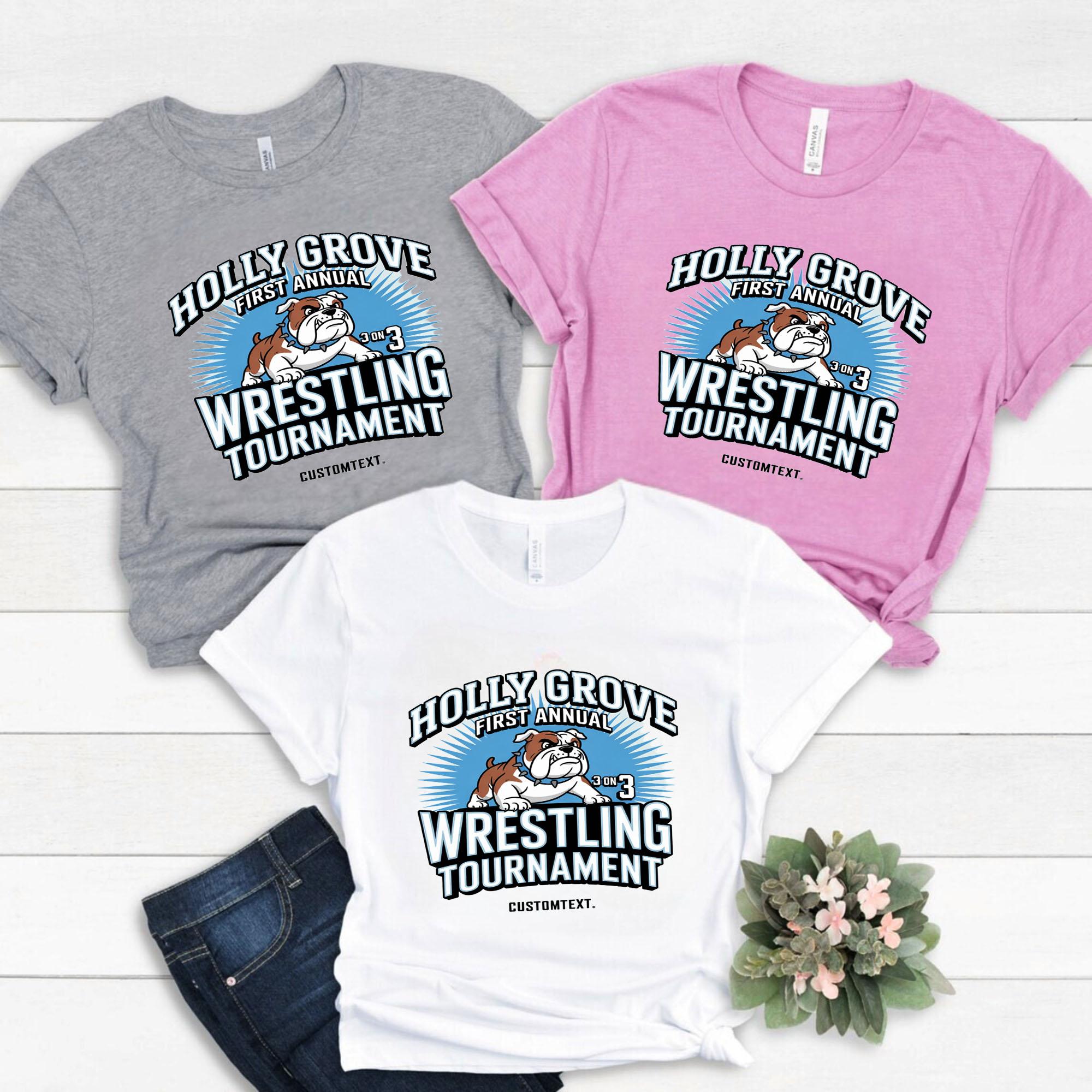Holly Grove Bulldog Wrestling T-Shirt – 3v3 Fun Tournament Club Team Design holly grove bulldog wrestling t shirt 3v3 fun tournament club team design style 3 thumb 266