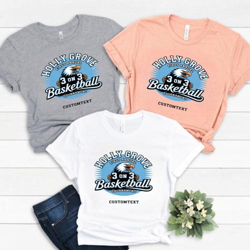 Holly Grove First Annual 3v3 Basketball Tournament Custom Eagle Club Team T-Shirt