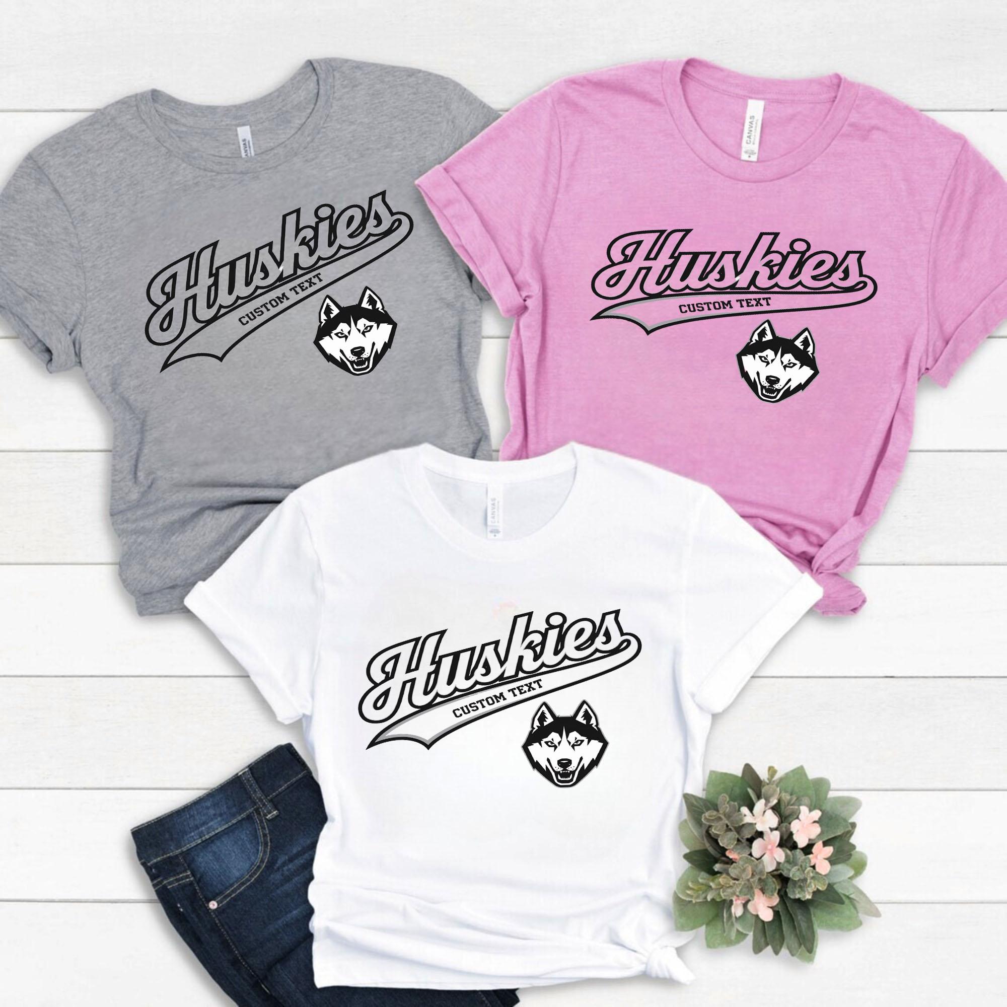 Huskies Custom Text Mascot T-Shirt Custom, Vintage Retro Animal Style huskies custom text mascot t shirt custom vintage retro animal style style 4 thumb 161