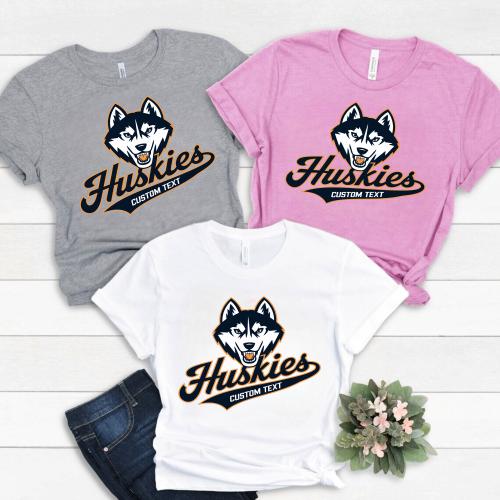 Huskies Team Mascot T-Shirt – Personalized Retro Cool Animal Graphic Tee