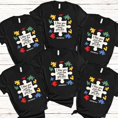 I Like You Just the Way You Are Fred Rogers Custom Kindness Shirt - Puzzle Inclusion Style