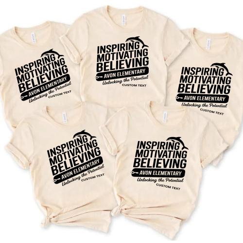 Inspiring Motivating Believing Avon Elementary Shirt Unlocking Potential Teacher Tee